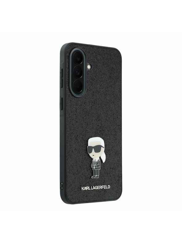 Karl Lagerfeld Karl Lagerfeld Fixed Glitter Metal Ikonik Zadnji Ovitek za Samsung Galaxy A37 Black