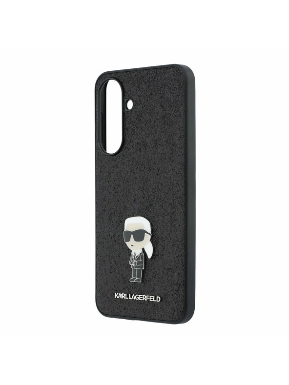 Karl Lagerfeld Karl Lagerfeld Fixed Glitter Metal Ikonik Zadnji Ovitek za Samsung Galaxy A37 Black