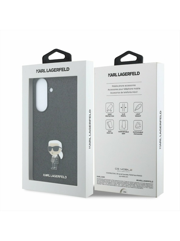 Karl Lagerfeld Karl Lagerfeld Fixed Glitter Metal Ikonik Zadnji Ovitek za Samsung Galaxy A37 Black