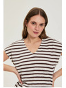 Moodo Beige Striped Blouse Moodo
