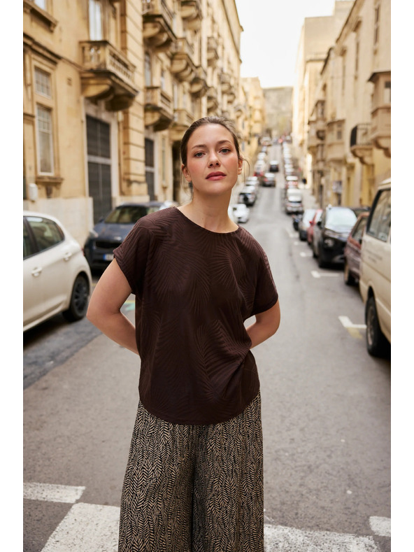 Moodo Bluza z listi rjava Moodo