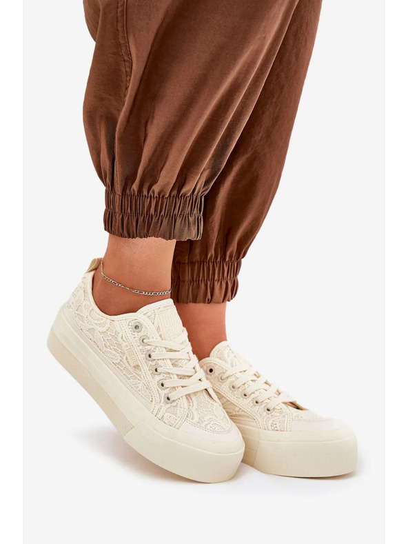 BIG STAR SHOES Ženske čipkaste superge Big Star – bež