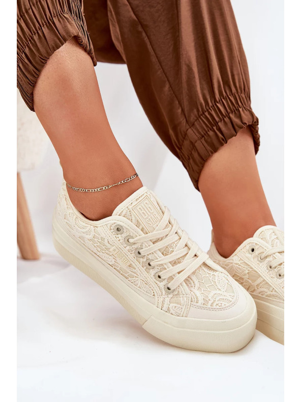 BIG STAR SHOES Ženske čipkaste superge Big Star – bež