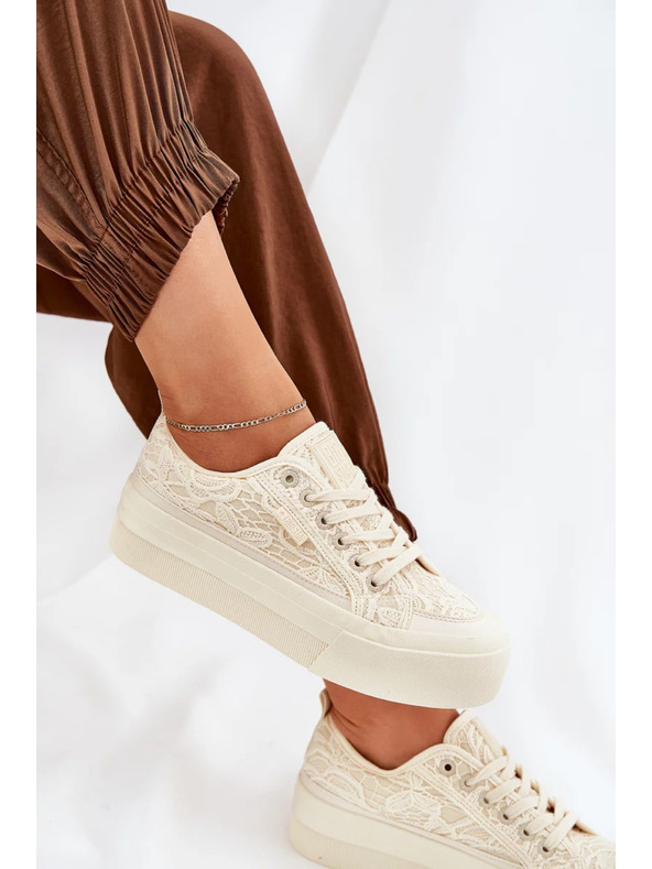 BIG STAR SHOES Ženske čipkaste superge Big Star – bež