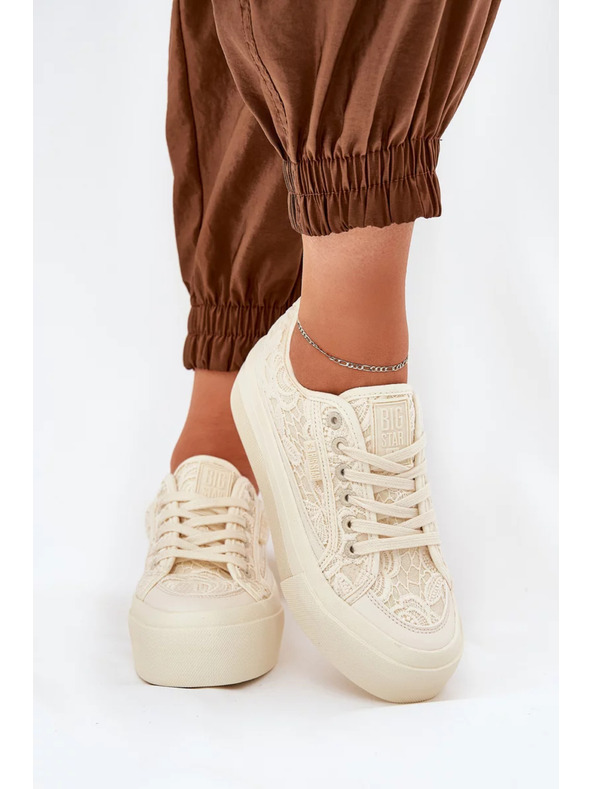 BIG STAR SHOES Ženske čipkaste superge Big Star – bež