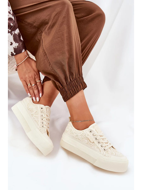 BIG STAR SHOES Ženske čipkaste superge Big Star – bež