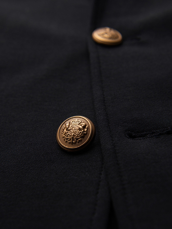 Ombre Clothing Moški klasični slim fit suknjič z zlatimi gumbi in Heritage emblemo - črn V2 OM-BLZB-0166 Ombre Clothing
