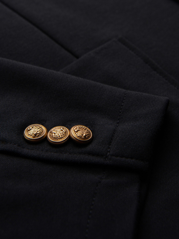 Ombre Clothing Moški klasični slim fit suknjič z zlatimi gumbi in Heritage emblemo - črn V2 OM-BLZB-0166 Ombre Clothing