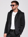 Ombre Clothing Moška jakna s kapuco in zmajevim aplikacijo na hrbtni strani - črna V1 OM-BLZB-0165 Ombre Clothing