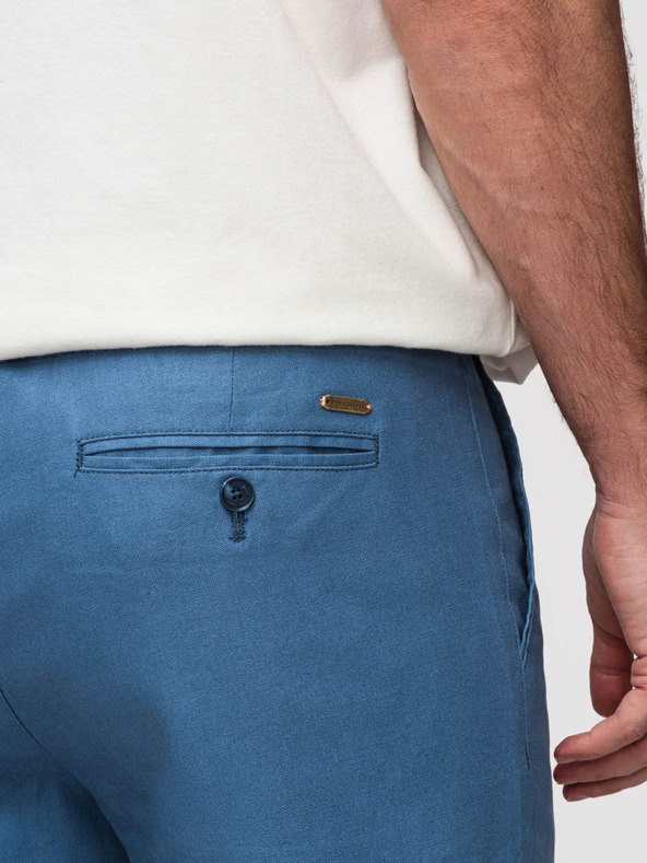 Ombre Clothing Moške hlače chino iz lanene mešanice - modra deninina V5 P1522 Ombre Clothing