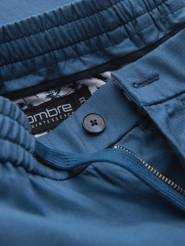 Ombre Clothing Moške hlače chino iz lanene mešanice - modra deninina V5 P1522 Ombre Clothing