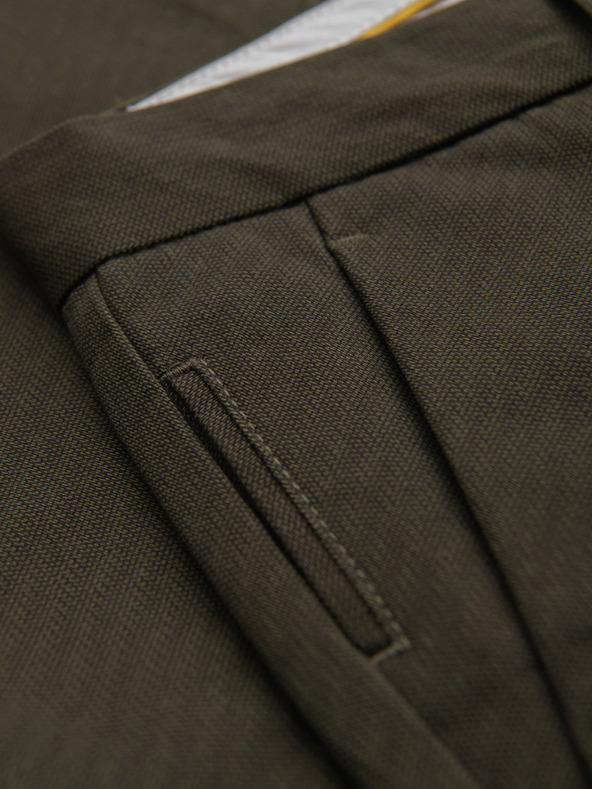 Ombre Clothing Moške chino hlače REGULAR FIT s fino strukturo - temno zelene V4 P1518 Ombre Clothing