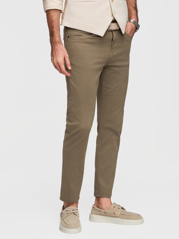 Ombre Clothing Moške chino hlače po meri - olivne V3 O1523 Ombre Clothing