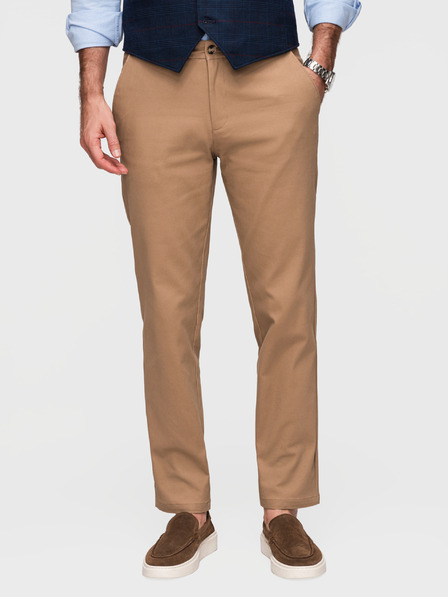 Ombre Clothing Moške chino hlače SLIM FIT - svetlo rjave V2 P1524 Ombre Clothing