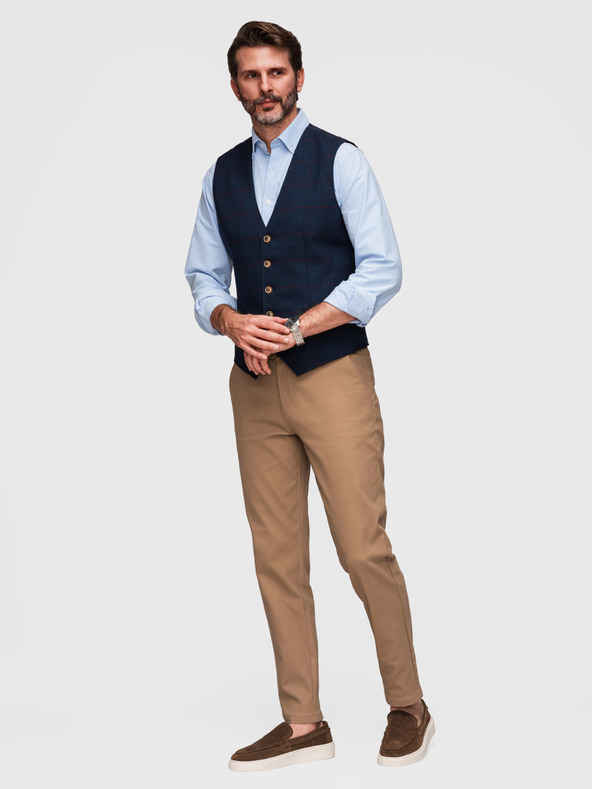 Ombre Clothing Moške chino hlače SLIM FIT - svetlo rjave V2 P1524 Ombre Clothing