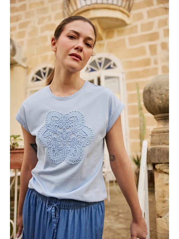 Moodo Bluza z aplikacijo svetlo modra Moodo