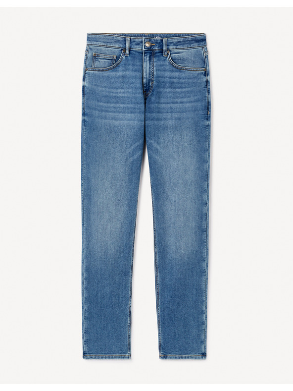 Celio Modre moške kavbojke ravnega kroja Celio C15 Stlmaille