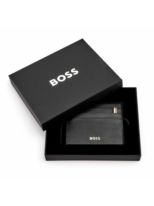 Hugo Boss Črno usnjeno etui za kartice Hugo Boss Iconic HLC421A