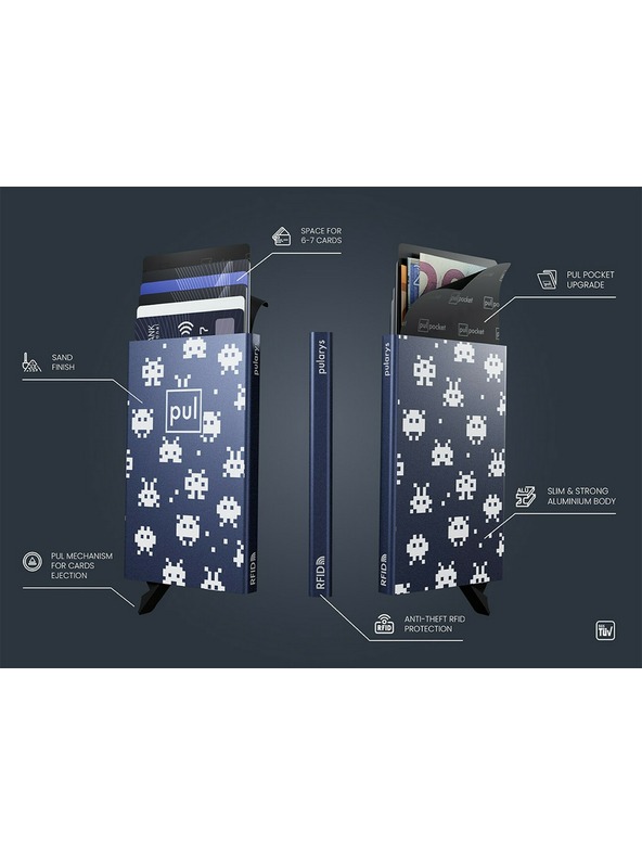 Pularys Etui za dokumente Pularys Space Invaders modro aluminij 191310804