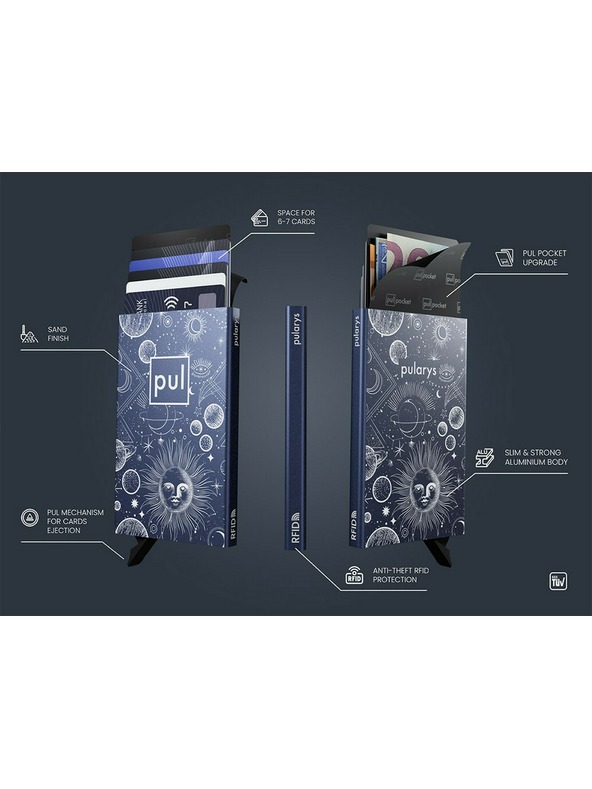 Pularys Etui za dokumente Pularys Stardust motiv vesolje modro, aluminij 191110804