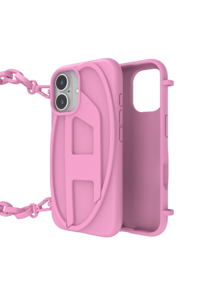 Diesel Diesel ovitek za iPhone 16 s verižico Oval D rožnat 60175
