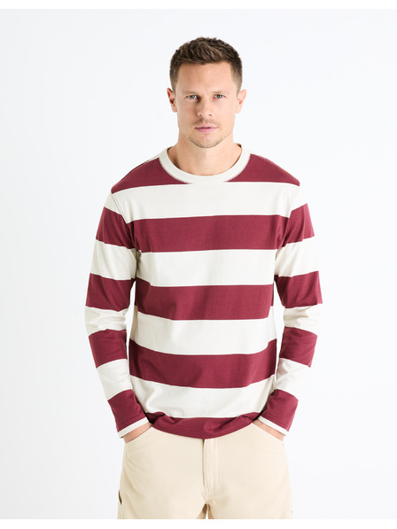 Celio Moška črtasta majica v bordo barvi Celio Fecond