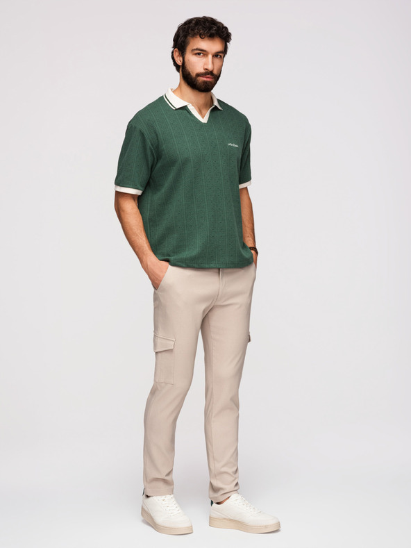 Ombre Clothing Moške hlače REGULAR s tovornjacnimi žepi - bež V3 P1515 Ombre Clothing