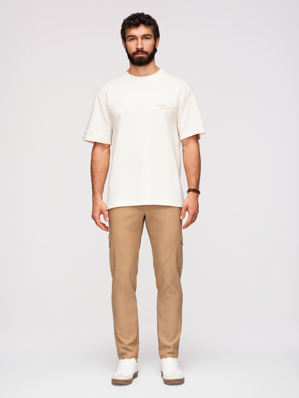 Ombre Clothing Moške hlače REGULAR s tovornjacnimi žepi - svetlo rjave V4 P1515 Ombre Clothing