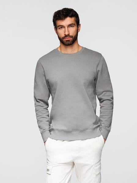 Ombre Clothing Moška jopa BASIC z okroglim izrezom - siva Ombre Clothing