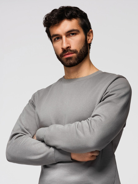 Ombre Clothing Moška jopa BASIC z okroglim izrezom - siva Ombre Clothing