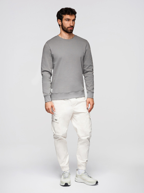 Ombre Clothing Moška jopa BASIC z okroglim izrezom - siva Ombre Clothing