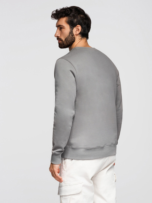 Ombre Clothing Moška jopa BASIC z okroglim izrezom - siva Ombre Clothing