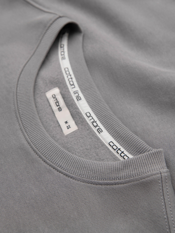 Ombre Clothing Moška jopa BASIC z okroglim izrezom - siva Ombre Clothing