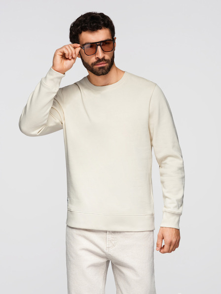 Ombre Clothing Moška jopa BASIC z okroglim izrezom - kremna Ombre Clothing