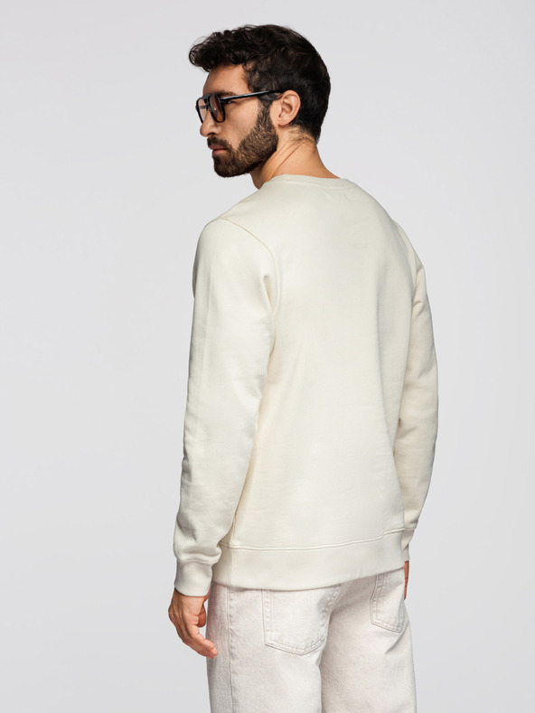 Ombre Clothing Moška jopa BASIC z okroglim izrezom - kremna Ombre Clothing