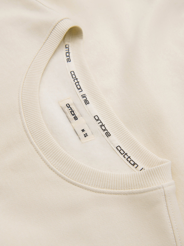 Ombre Clothing Moška jopa BASIC z okroglim izrezom - kremna Ombre Clothing