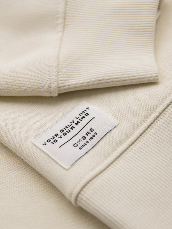 Ombre Clothing Moška jopa BASIC z okroglim izrezom - kremna Ombre Clothing