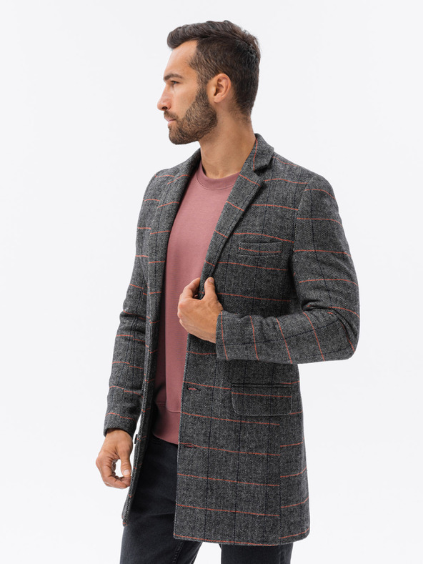 Ombre Clothing Črni moški plašč C500