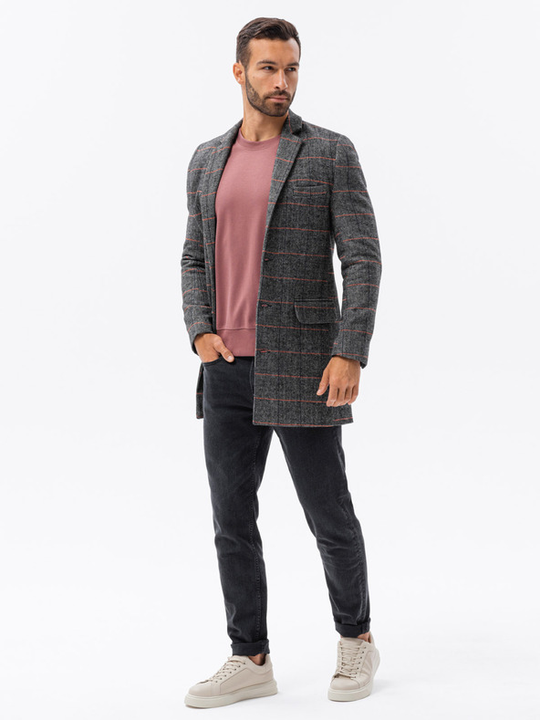 Ombre Clothing Črni moški plašč C500
