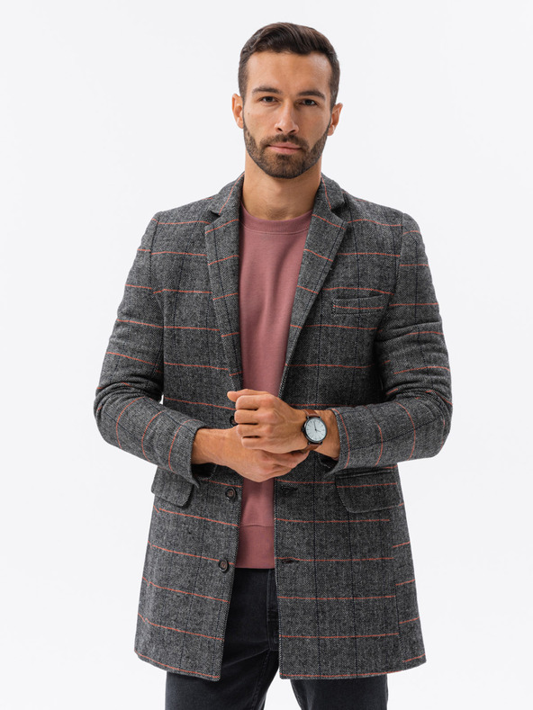 Ombre Clothing Črni moški plašč C500