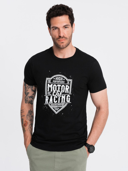 Ombre Clothing Črna moška majica s potiskom Ombre Clothing