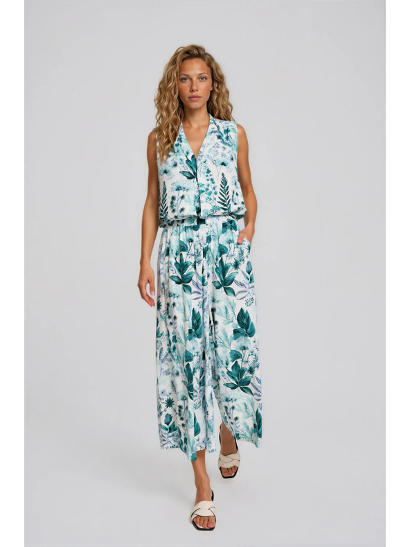 Moodo Svetle cvetne culotte hlace