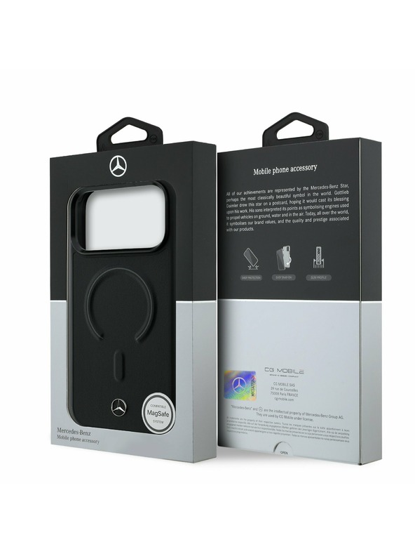 Mercedes Mercedes PU Leather 3D MagSafe Zadnji ovoj za iPhone 17 Pro Max Black