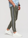 Ombre Clothing Moške trenirske hlače z oblogo in rebrastim robom na nogavicah - olivna V2 P1519 Ombre Clothing