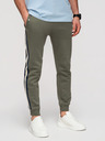 Ombre Clothing Moške trenirske hlače z oblogo in rebrastim robom na nogavicah - olivna V2 P1519 Ombre Clothing