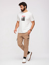 Ombre Clothing Moške trenirke JOGGER s žepi na stegnih in kontrastnimi vstavki - svetlo rjava V4 OM-PASK-0222 Ombre Clothing