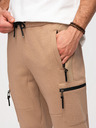 Ombre Clothing Moške trenirke JOGGER s žepi na stegnih in kontrastnimi vstavki - svetlo rjava V4 OM-PASK-0222 Ombre Clothing