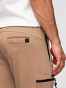 Ombre Clothing Moške trenirke JOGGER s žepi na stegnih in kontrastnimi vstavki - svetlo rjava V4 OM-PASK-0222 Ombre Clothing
