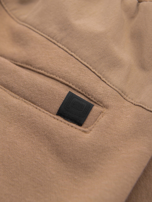 Ombre Clothing Moške trenirke JOGGER s žepi na stegnih in kontrastnimi vstavki - svetlo rjava V4 OM-PASK-0222 Ombre Clothing