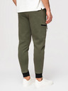 Ombre Clothing Moške trenirke JOGGER s žepi na stegnih in kontrastnimi vstavki - olivna V5 OM-PASK-0222 Ombre Clothing